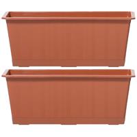 Prosperplast 2x Terracotta kunststof Agro plantenbakken/bloembakken 50 cm - Tuin decoraties