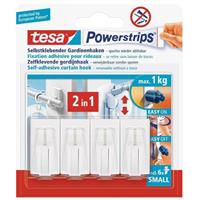 Tesa 4x  gordijnrailhaken Powerstrips - Klusbenodigdheden -  - Ophanghaken/ophanghaakjes - gordijnrails/gordijnroede ophangen