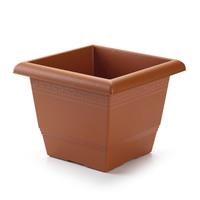 Forte Plastics Plantenbak terra cotta 26 x 26 x 20 cm - Bloembak vierkant van kunststof - Binnenmaat 25 cm