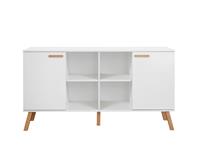 Hioshop MatsBaby kinder commode 2 deuren, 4 open vakken wit.
