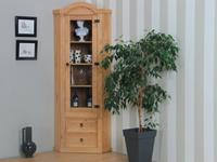 Ebuy24 - New Mexico Eckschrank mit 1 Glastür und 2 Schubladen, gelaugt und gewachst. - Natur