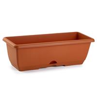 Forte Plastics Plantenbak terra cotta 50 x 20 x 17 cm - Bloembakken voor balkon railing in Terrabalkon stalen houder