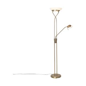 QAZQA Stehlampe Bronze inkl. LED und Dimmer mit Leselampe - Empoli - Bronze