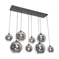 QAZQA Art deco hanglamp zwart met smoke glas 8-lichts - Sandra - Schwarz