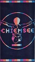 Chiemsee Strandtuch Â» Strandlaken IbizaÂ« (1-St), saates Marineblau mit einem pastelfarbigen Logodruck
