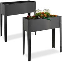 RELAXDAYS 2x Hochbeet, 4 Beine, PflanzkÃ¼bel, KrÃuterbeet, BlumenkÃ¼bel, FrÃ¼hbeet, Metall, H x B x T: ca. 80,5 x 81,5 x 31 cm, grau