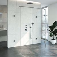 Bewonen Sean 4JC6 inloopdouche vrijstaand 140 x 90 cm gunmetal geborsteld