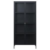 EBUY24 Carmel Vitrinenschrank mit 2 GlastÃ¼ren Stahl schwarz. - Schwarz