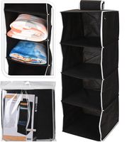 Huismerk Relaxwonen Hangorganizer / Opvouwbare Hangkast - 4 Vakken Zwart