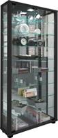 VCM Sammelvitrine Standvitrine Glasvitrine Glasregal Vitrine Glas Schaukasten Lumo Maxi Spiegel schwarz