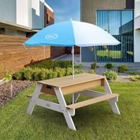 AXI Zand- en waterpicknicktafel Nick met parasol bruin en wit