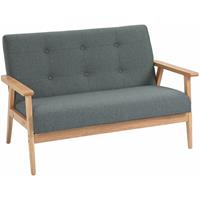 HOMCOM 2 zits bank twee zits stoffen bank tweezits bank bekleding loveseat compact design linnen rubber hout grijs 115 x 66.5 x 73 cm