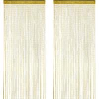 RELAXDAYS 2 x Fadenvorhang Glitzer, 90 x 245 cm, kÃ¼rzbar, Tunneldurchzug, fÃ¼r TÃ¼ren & Fenster, waschbar, Fadengardine, gold