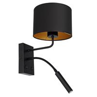 Euluna Wandlamp Soho cilindrisch leeslamp zwart/goud