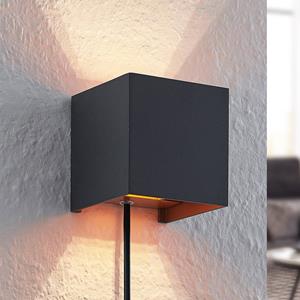 Arcchio Zuzana alu-LED wandlamp, hoekig, zwart