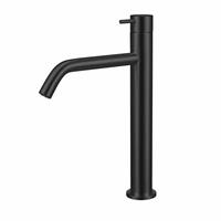 Qisani Flow verhoogde opbouw wastafelkraan 28.5cm hoog met 17.5cm uitloop mat Zwart 25602.03
