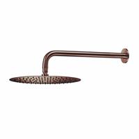 Qisani Flow 25cm ronde hoofddouche met wandarm Geborsteld Copper 25622.05