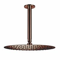 Qisani Flow 25cm ronde hoofddouche met plafondarm Geborsteld Copper 25624.05