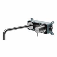 Qisani Flow inbouwwastafelkraan met 25cm uitloop Geborsteld Rvs 25603.02
