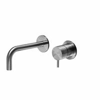 Qisani Flow inbouwwastafelkraan met 15cm uitloop Geborsteld Rvs 25605.02