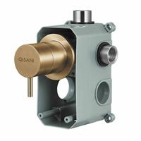 Qisani Flow thermostatische 2-wegs inbouwkraan met omstel en inbouwdeel Geborsteld Gold 25613.06