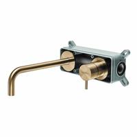 Qisani Flow inbouwwastafelkraan met 21cm uitloop Geborsteld Gold 25604.06