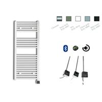 electrische design radiator 111.8x45cm met chrome bluetooth thermostaat 596Watt wit HRABC 451118/W