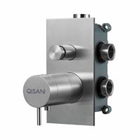 Qisani Flow thermostatische 2-wegs inbouwkraan met inbouwdeel Geborsteld Rvs 25610.02