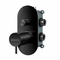 Qisani Flow thermostatische 2-wegs inbouwkraan met inbouwdeel mat Zwart 25611.03