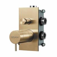 Qisani Flow thermostatische 2-wegs inbouwkraan met inbouwdeel Geborsteld Gold 25610.06