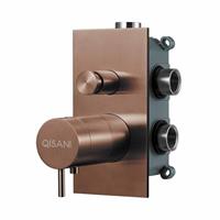 Qisani Flow thermostatische 2-wegs inbouwkraan met inbouwdeel Geborsteld Copper 25610.05