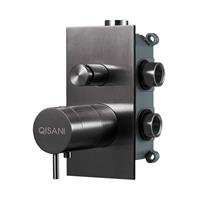 Qisani Flow thermostatische 2-wegs inbouwkraan met inbouwdeel Geborsteld Gun Metal 25610.04