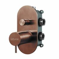 Qisani Flow thermostatische 2-wegs inbouwkraan met inbouwdeel Geborsteld Copper 25611.05