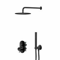 Qisani Flow thermostatische inbouw regendoucheset met 2-wegs omstel mat Zwart 25615.03