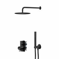 Qisani Flow thermostatische inbouw regendoucheset met 2-wegs omstel mat Zwart 25614.03