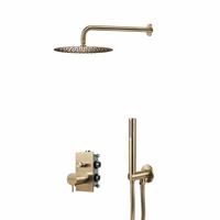 Qisani Flow thermostatische inbouw regendoucheset met 2-wegs omstel Geborsteld Gold 25614.06