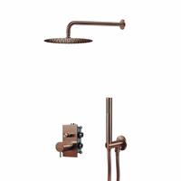 Qisani Flow thermostatische inbouw regendoucheset met 2-wegs omstel Geborsteld Copper 25614.05