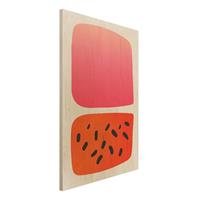 Holzbild Abstrakte Formen - Melone und Rosa
