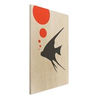 Bilderwelten Holzbild Fisch mit Roten Blasen