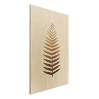 Bilderwelten Holzbild Goldenes Blatt - Farn