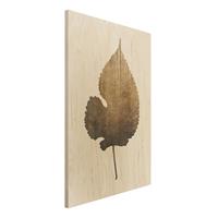 Bilderwelten Holzbild Goldenes Blatt - Linde