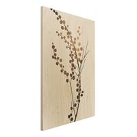 Bilderwelten Holzbild Grafische Pflanzenwelt - Beeren Gold