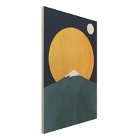 Bilderwelten Holzbild Sonne, Mond und Berge