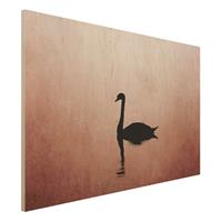 Bilderwelten Holzbild Schwan im Sonnenuntergang