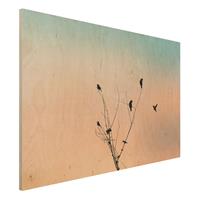 Bilderwelten Holzbild VÃ¶gel vor rosa Sonne II
