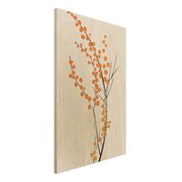 Bilderwelten Holzbild Grafische Pflanzenwelt - Beeren Orange