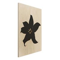Bilderwelten Holzbild Grafische Pflanzenwelt - Orchidee Schwarz und Gold