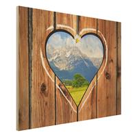 Bilderwelten Holzbild Natur & Landschaft - Querformat 4:3 AlmhÃ¼tten