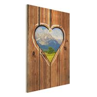 Bilderwelten Holzbild Natur & Landschaft - Hochformat 3:4 AlmhÃ¼tten
