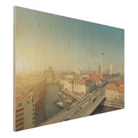 Bilderwelten Holzbild Architektur & Skyline - Querformat 3:2 Berlin am Morgen